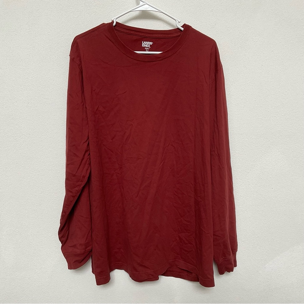 Lands' End Burnt Orange Super-T Basic Long Sleeve Cotton Shirt Size XLT Men's